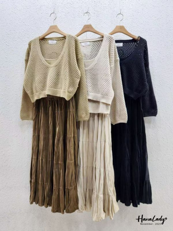 WJA87 抓皺針織三件組套裝 