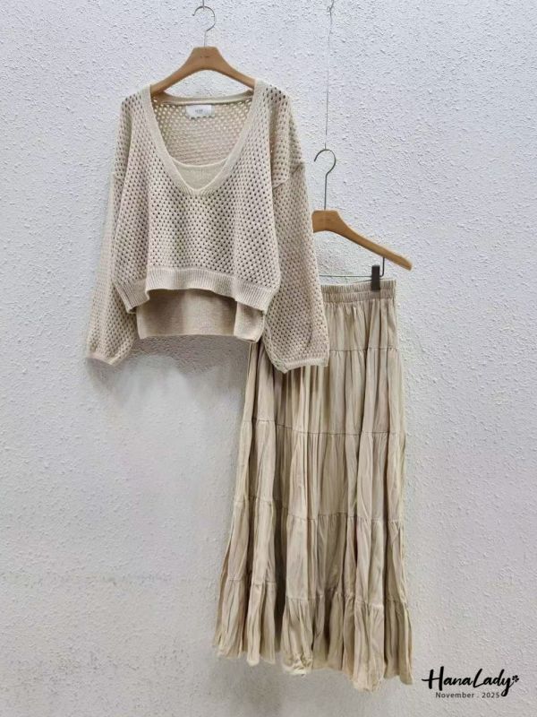 WJA87 抓皺針織三件組套裝 