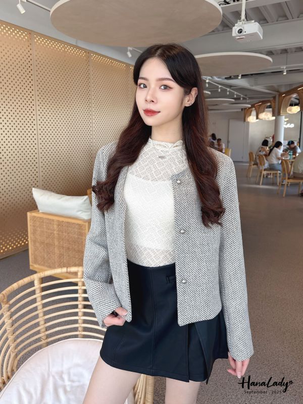 WKA33 質感小香風珍珠外套 