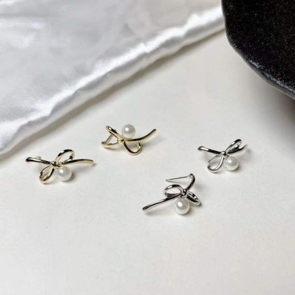 WQB41 氣質扭結珍珠耳環 