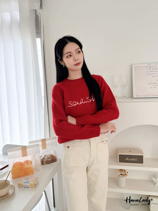 LEA04 雙色圍巾針織上衣 