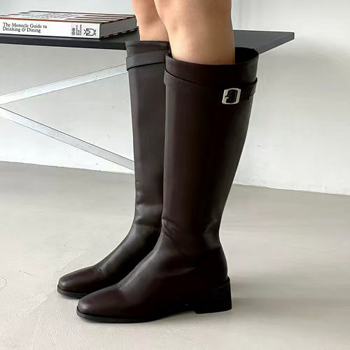 WQB53 經典簡約百搭釦帶長靴 