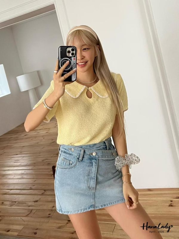 LFA59 造型斜扣設計丹寧褲裙 