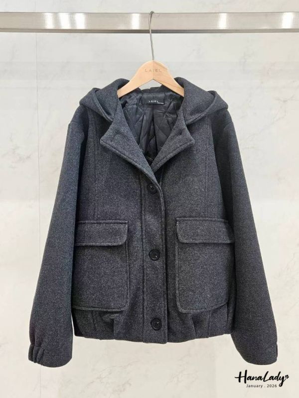 LEA53 大口帶休閒連帽微鋪棉外 