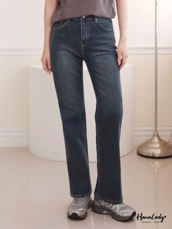 LEB11 簡約韓系直筒丹寧褲 