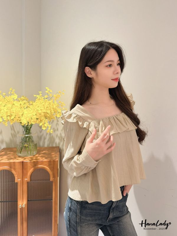 WJA57 微美荷葉方領上衣 