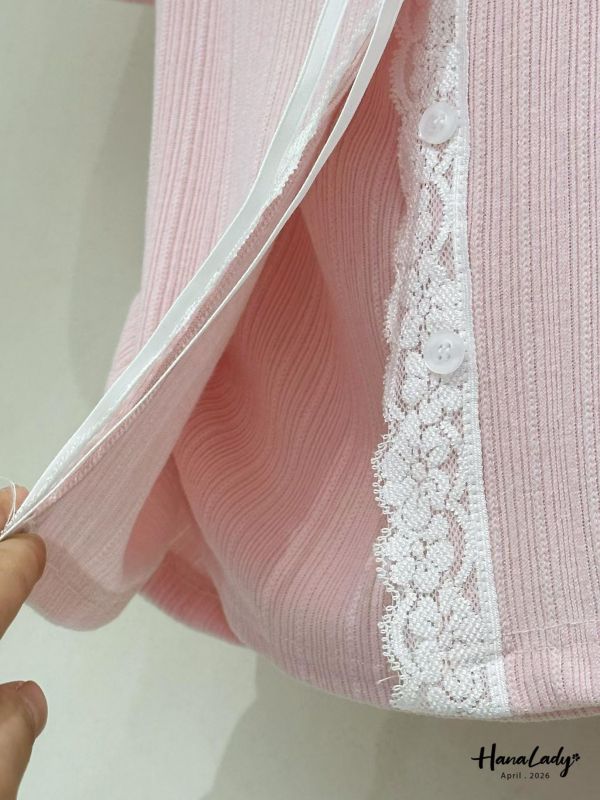 LFA39 有點美綁結翻領蕾絲上衣 