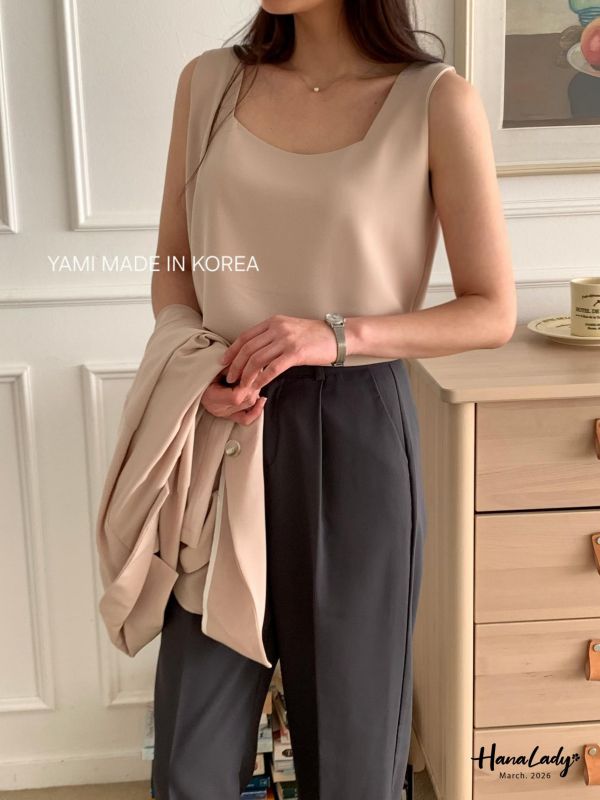 LFA03 簡單純色方領雪紡背心 