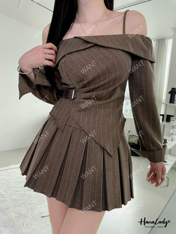 WTB29 完美直條紋皮釦設計套裝 