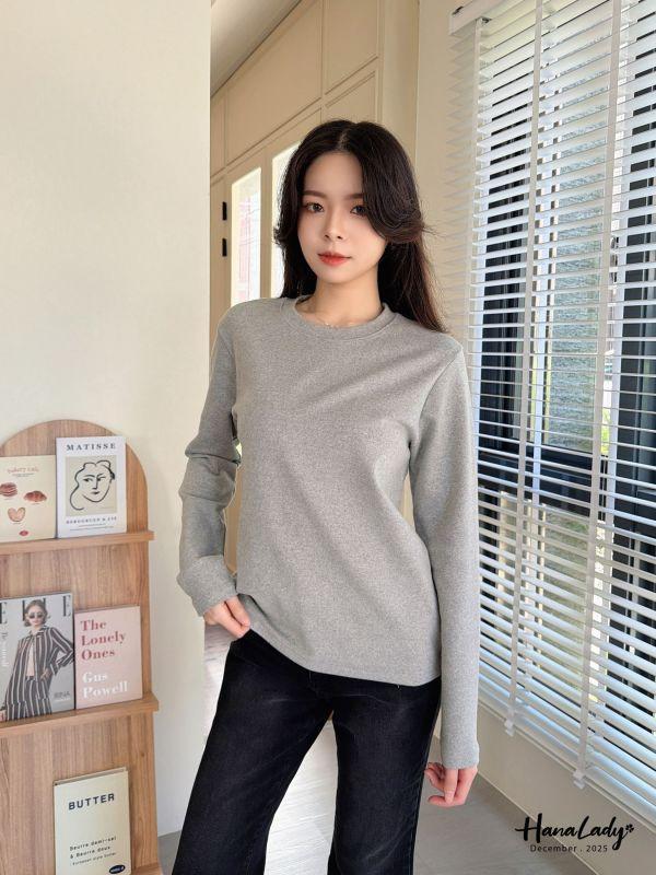 WQA77 微厚磅圓領純色上衣 