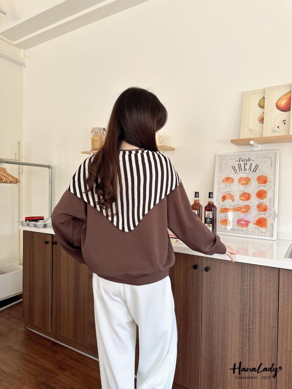 WKA01 絲滑涼棉條紋披肩T 