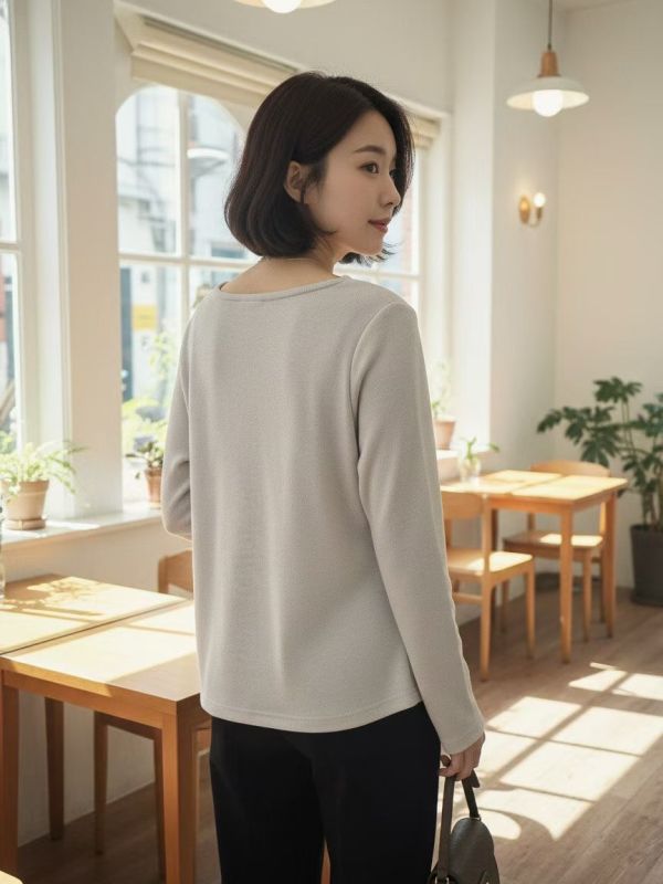 WQA98 垂領雪紡拼接針織衫 