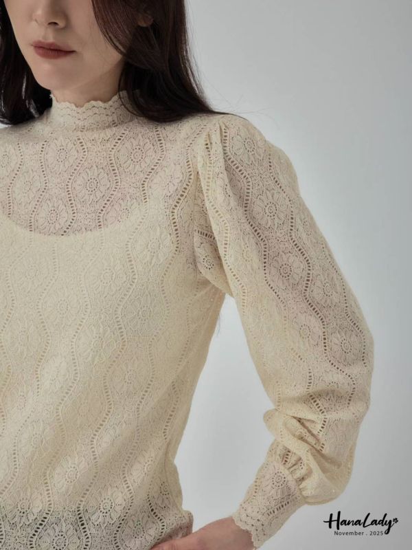 WJA65 必收款絕美布蕾絲立領上衣 