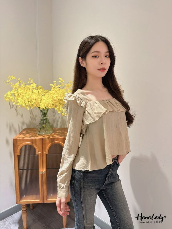 WJA57 微美荷葉方領上衣 