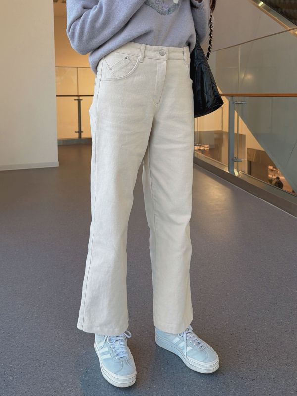 WQB66 挺版棉絨內磨毛直筒褲 