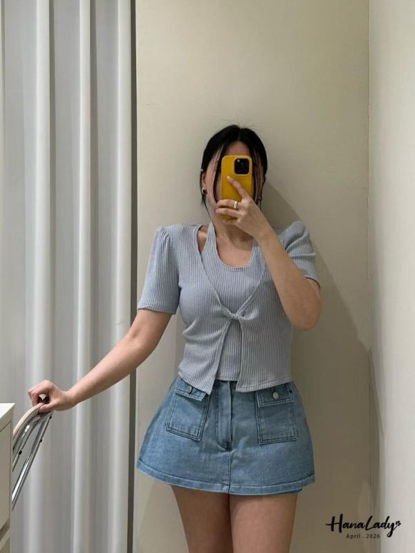 LFA38 簡約繞薄設計扭結上衣 