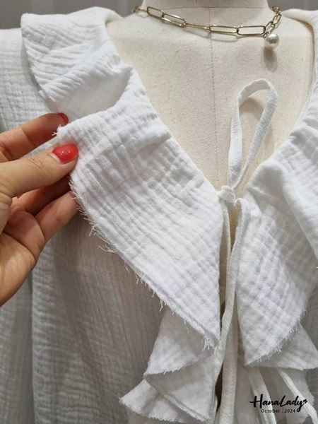 FTA15 浪漫荷葉領綁帶上衣 