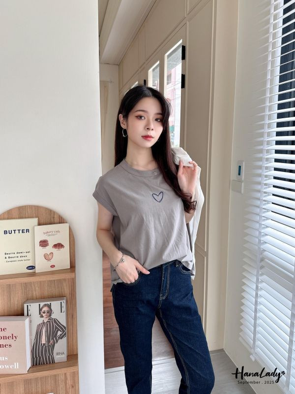 WKA62 雙線愛心小短袖T恤 