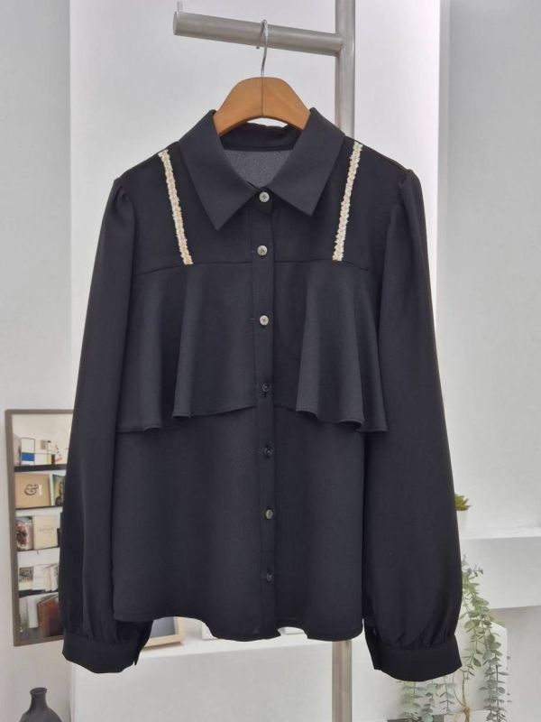 WQA06 金蔥麻花波浪雪紡上衣 