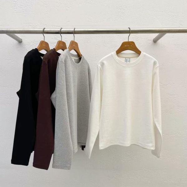 WQA77 微厚磅圓領純色上衣 