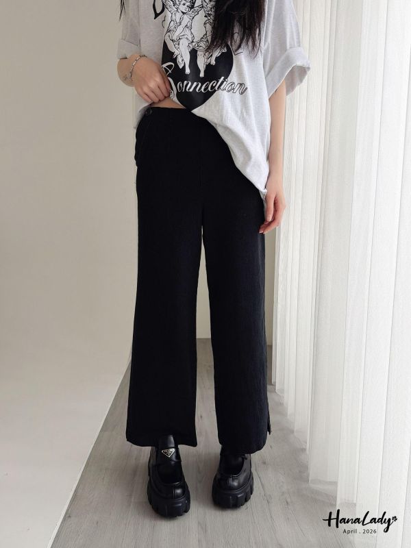 LFA34 經典直筒小開衩休閒褲 