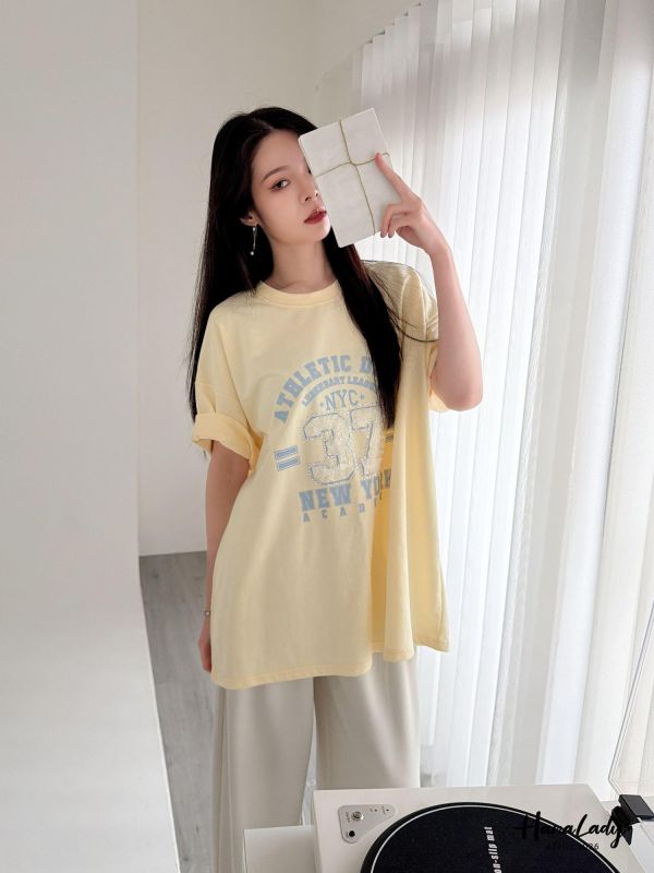 LFA71 緞帶紗滿鑽休閒長版T 