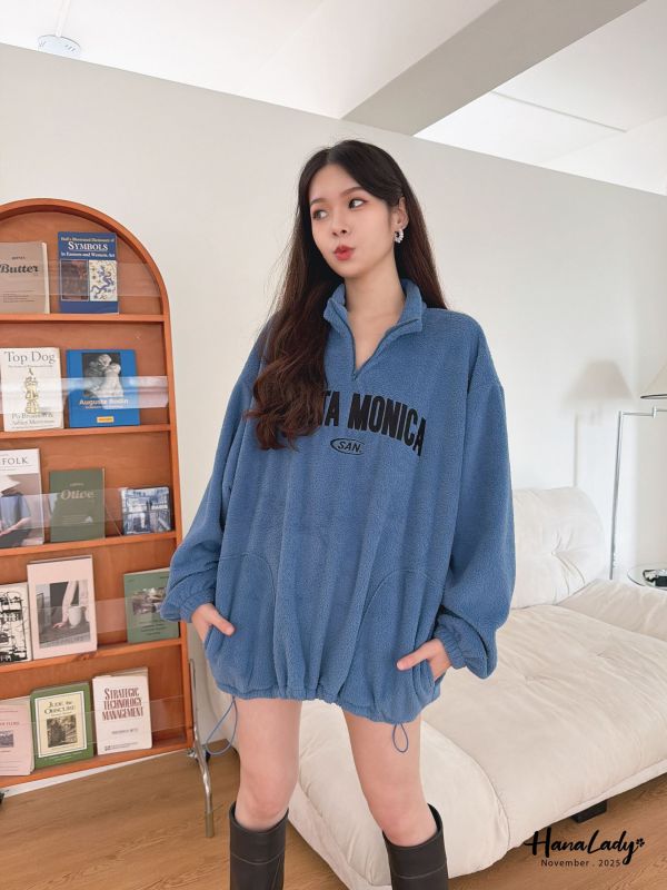 WJB18 超舒服刺繡OVERSIZE刷毛T 