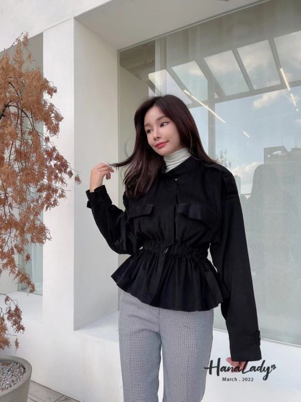 RSB25 蜜桃絨肩釦拉鍊縮腰外 