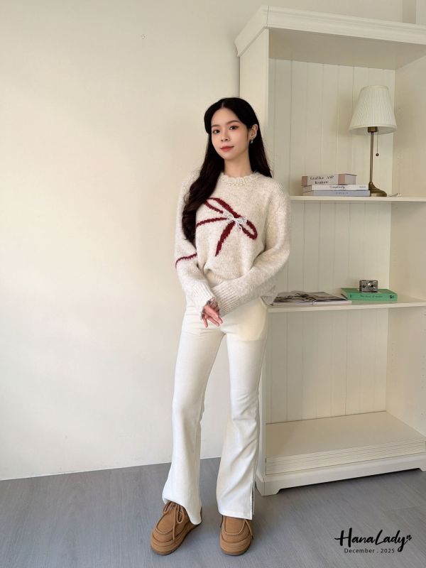 WQA30 珍珠領可拆式立體蝴蝶結上衣 