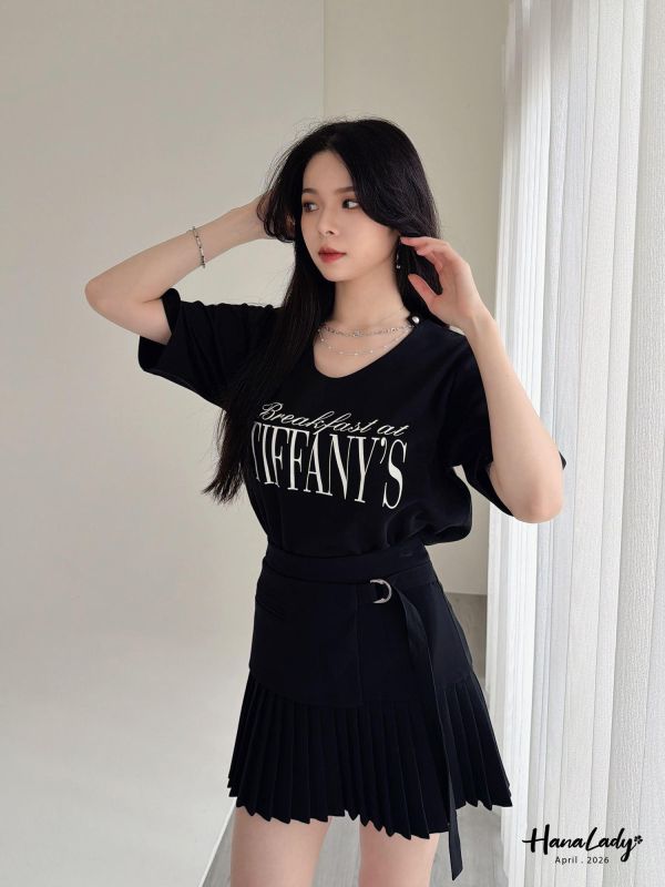 LFA47 釦帶設計拼接百摺褲裙 