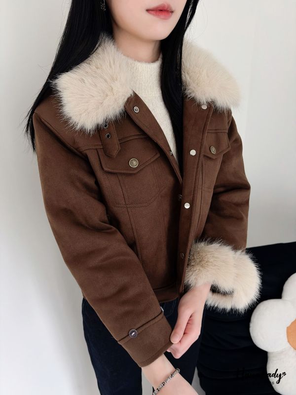 LEA02 英倫風麂皮鋪棉外毛可拆 