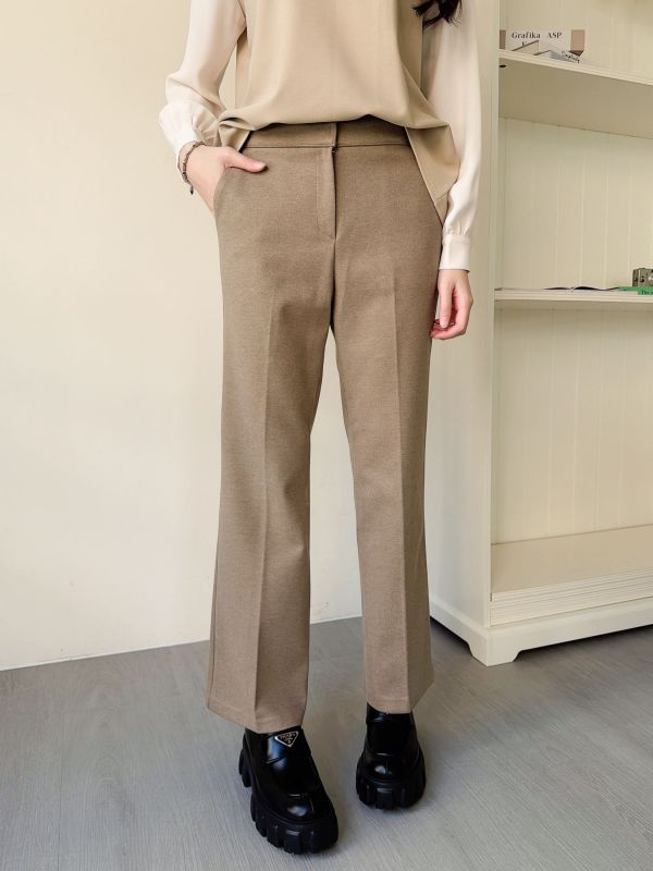 WQA55 暖呼呼毛料西裝喇叭褲 