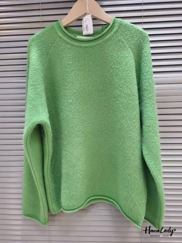 LEA42 百搭純色捲邊針織 