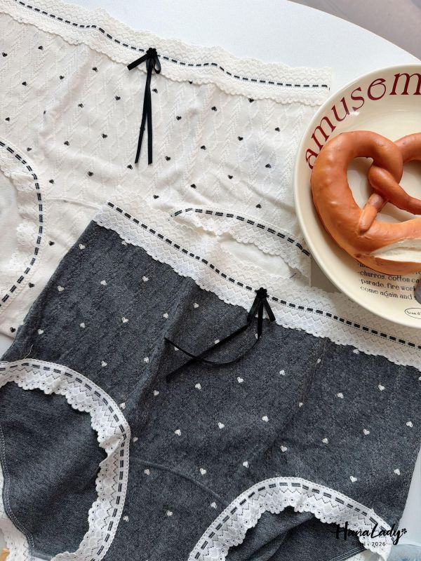 LFA75 韓國麻花小愛心緞帶內褲 