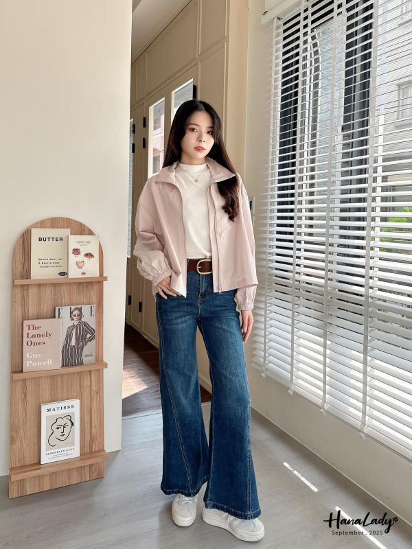 WKA59 復古麂皮腰帶喇叭丹寧褲 