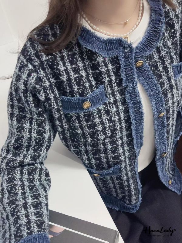 WJB08 牛仔滾邊小香風親膚外 