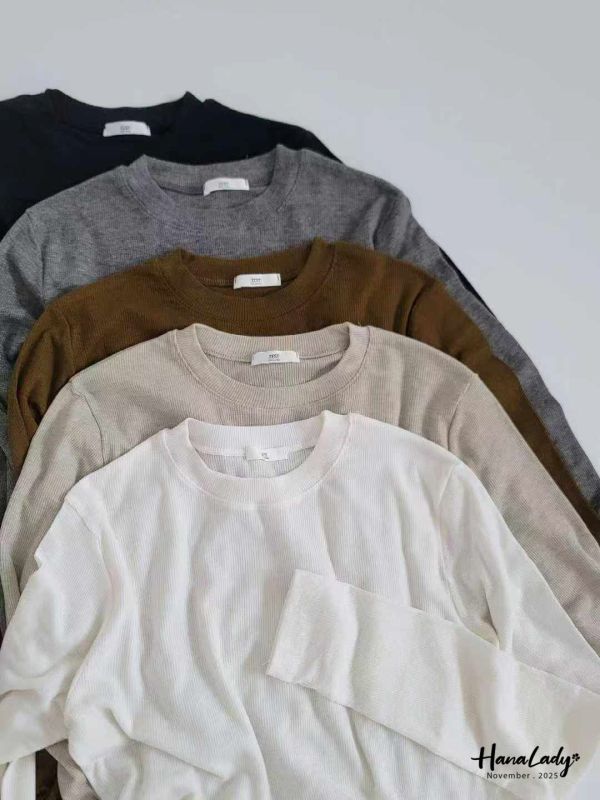 WJA68 百搭細坑條親膚圓領T 