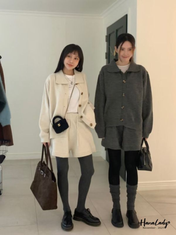 WJA48 簡約休閒琥珀排扣套裝 