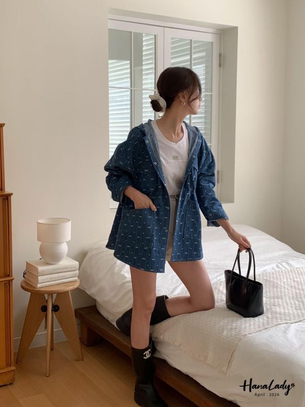 LFA41 俏皮刺繡蝴蝶結愛心丹寧外 