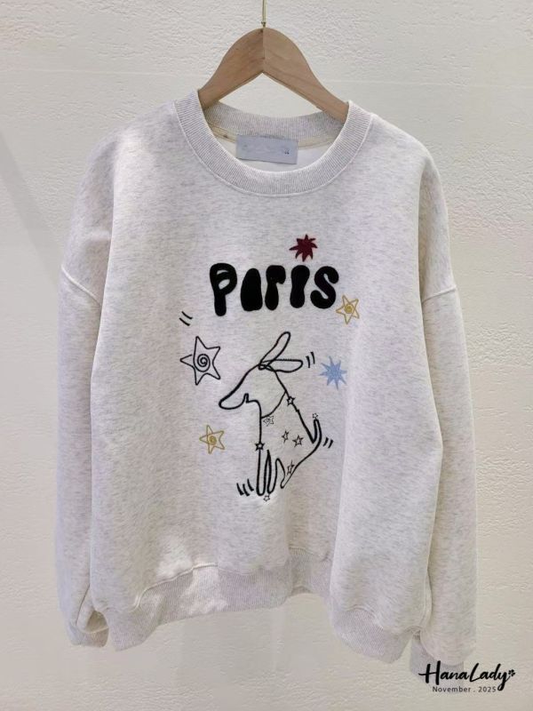 WJA18 狗狗塗鴉刺繡寬版大學T 