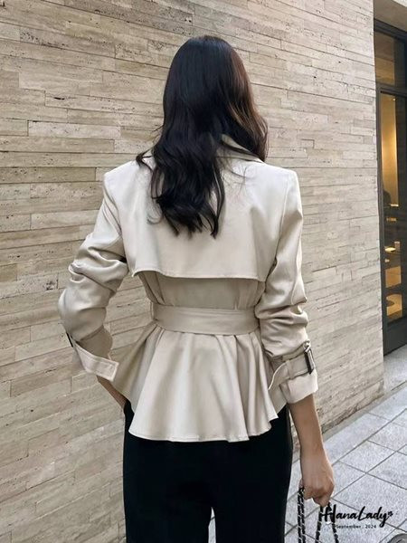 FKA70 超美設計款雙排釦翻領風衣外 