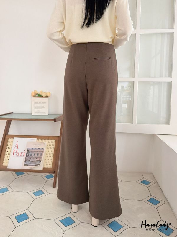 LEA91 輕薄棉絨休閒微喇叭西裝褲 