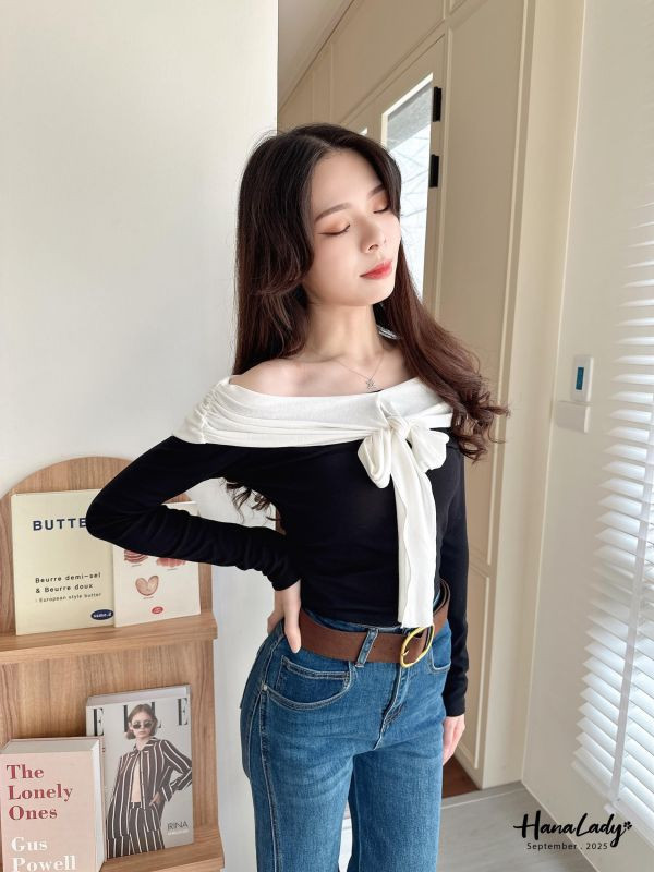 WKA50 浪漫綁結領柔棉上衣 