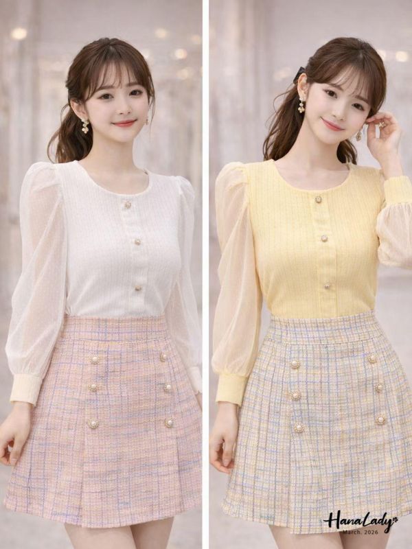 LSA19 蕾絲點點透袖針織上衣 