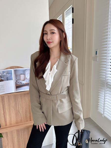 FTA15 浪漫荷葉領綁帶上衣 