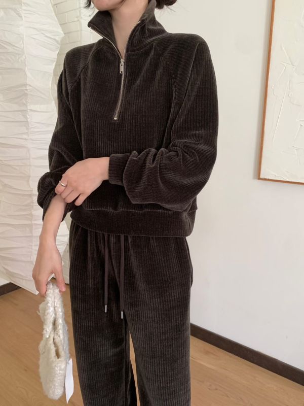 WQA93 率性簡約燈芯絨拉鍊上衣 