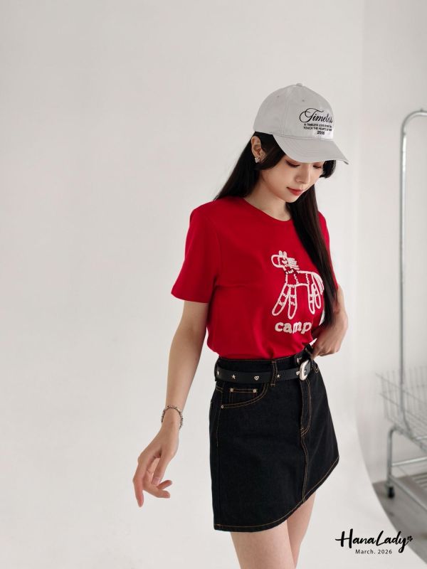 LSA51 顯瘦深藍色A字丹寧褲裙 