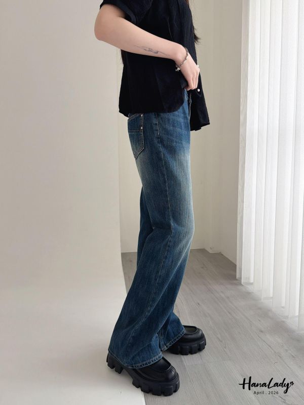 LFA25 翹臀卯釘春夏薄丹寧喇叭褲 