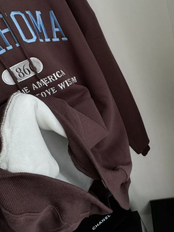 WQA17 刺繡1866字母內刷絨帽T 