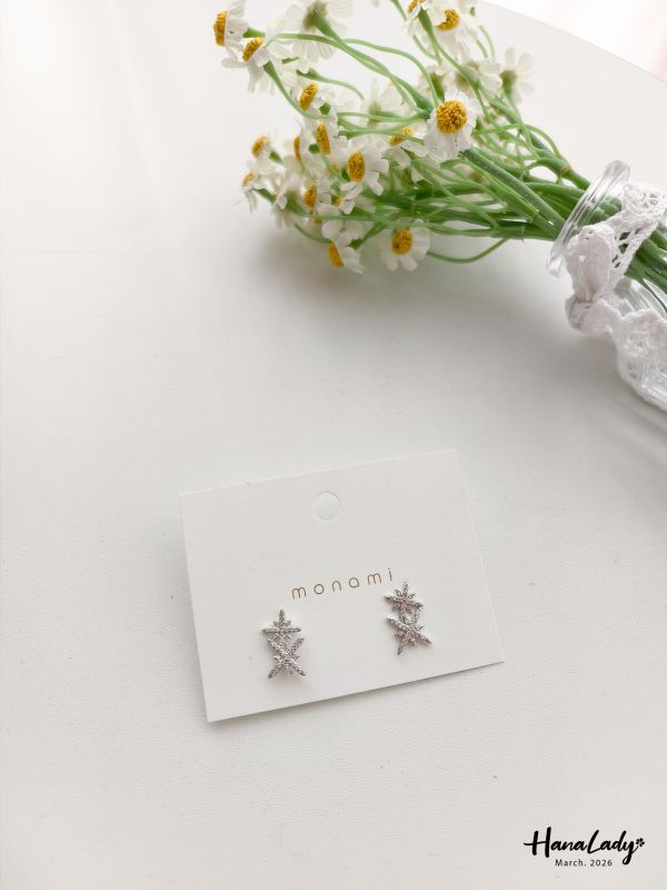 LSA69 雙星閃耀銀針耳環 